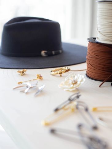 Pins, leather bands, brands, suede, feathers to customize your western hat, cowboy hat, cowgirl hat.