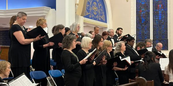 Choir singing in a church setting.
