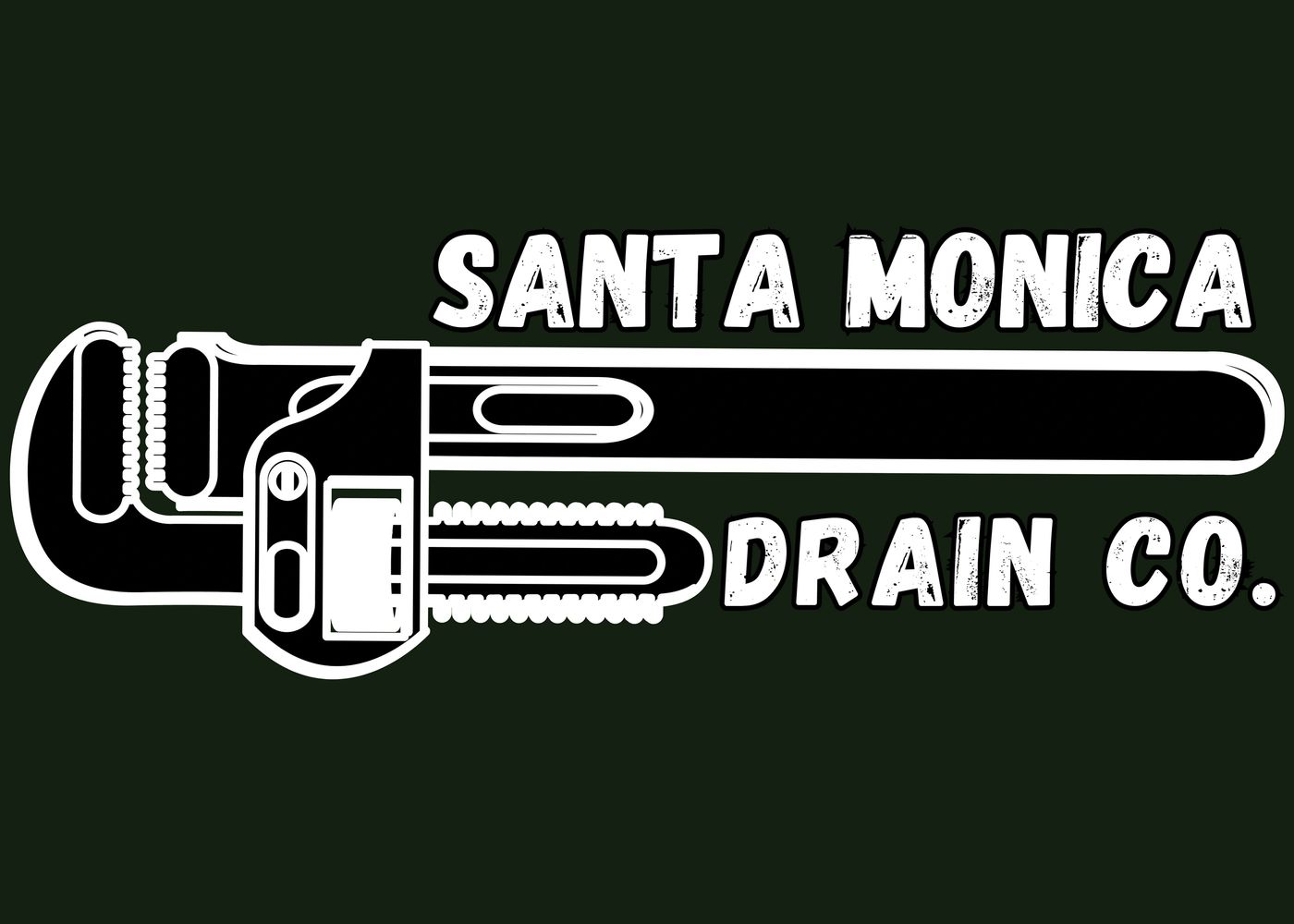 Logo Santa Monica Drain Co Plumbing Company With Pipe Wrench
