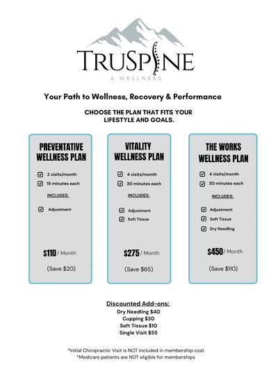 TruSpine & Wellness Logo with Chiropractic Pricing