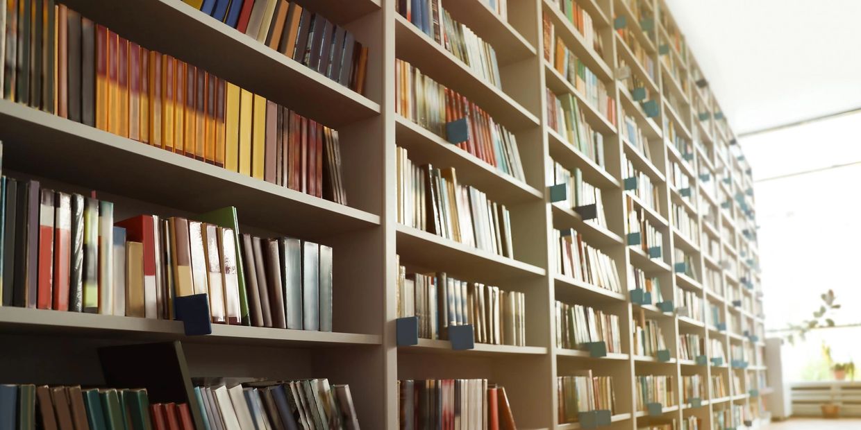 Library and shelf to reorganize the books.