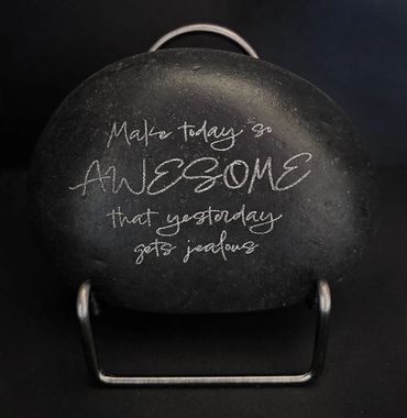 Laser Engraved Rock with Stand
$12