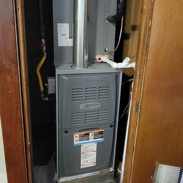 Furnace installed in closet