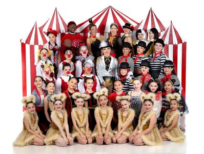 Ensemble of young dancers dressed
