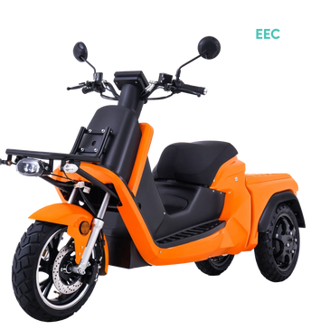 A heavy-duty electric cargo motorcycle with three wheels