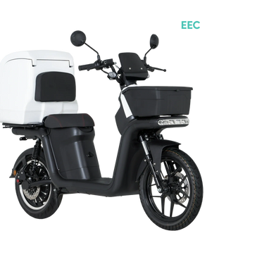 A cargo electric scooter with front 16 inches tyre and rear 14 inches tyre.