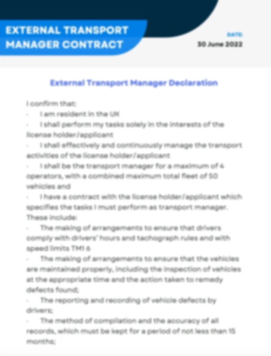 External Transport Manager Contract external-transport-manager-contract