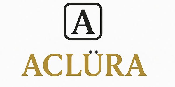 Logo of ACLÜRA with a stylized 'A' and gold lettering.