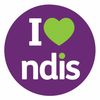 Purple circle with 'I love ndis' in white and green text.