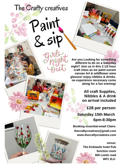 a paint and sip craft evening in Wakefield, west yorkshire