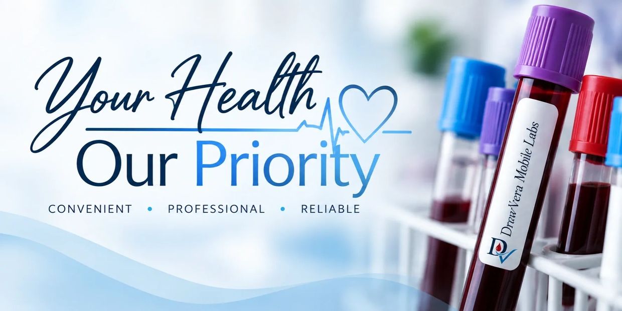 Blood test tubes with health service message.