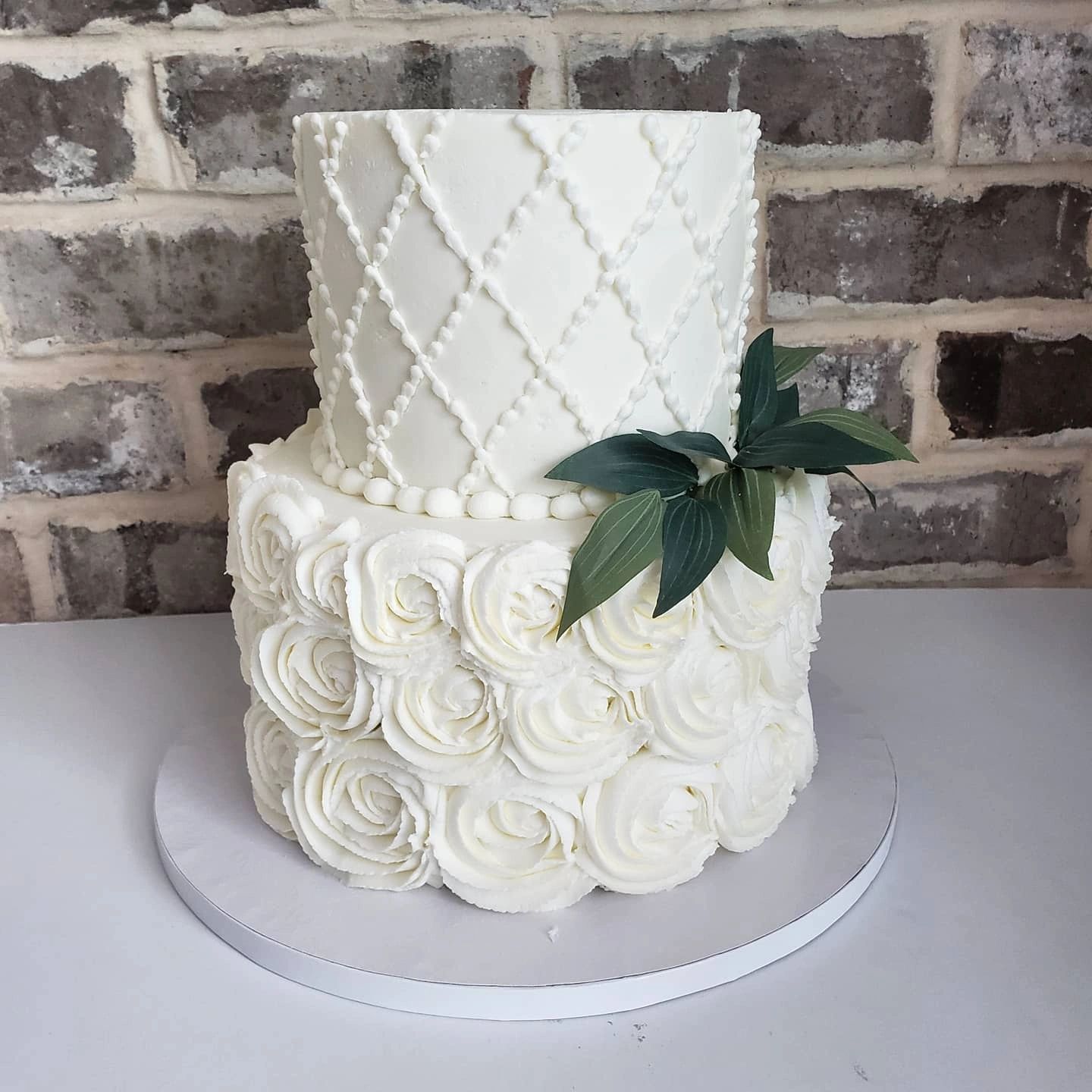 2 tier rosette wedding cake