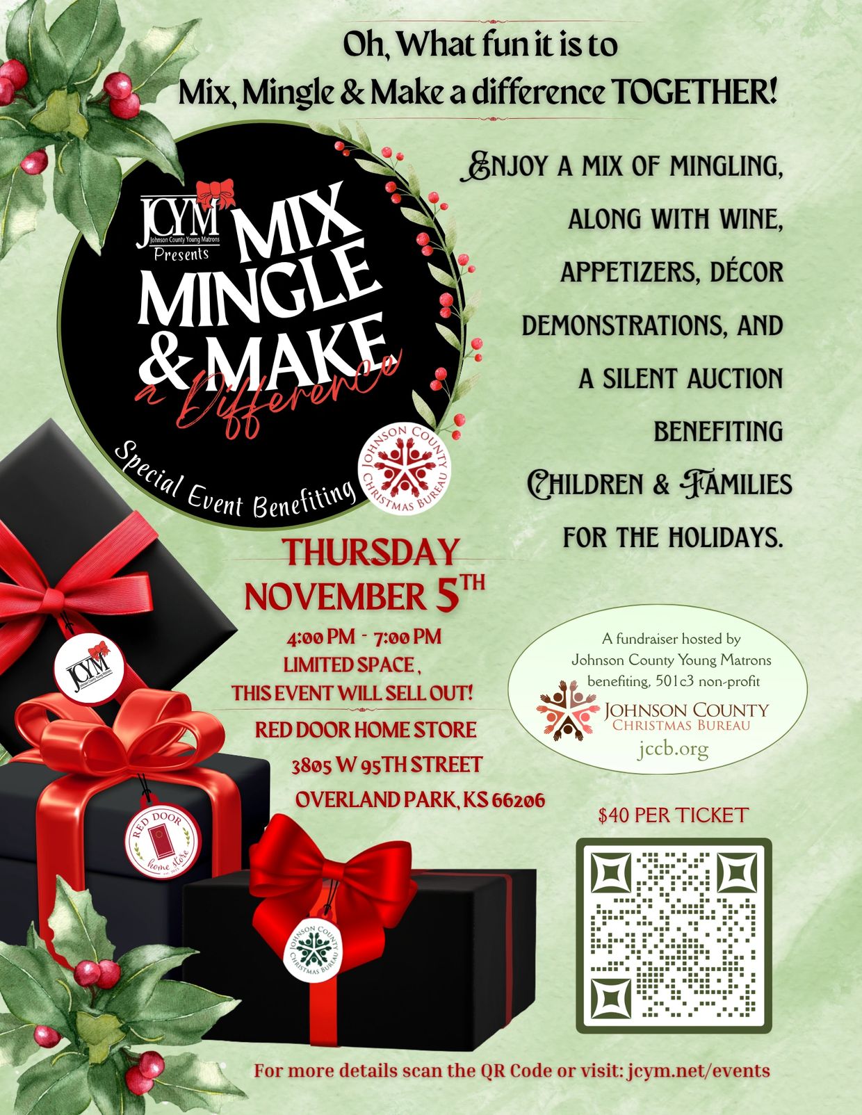 Johnson county young matrons special event! Nov 5th at Red Door Home Store 