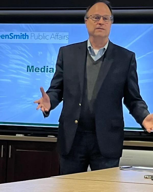 Public relations consultant Mike Smith provides media training for MSBD Inc. clients.
