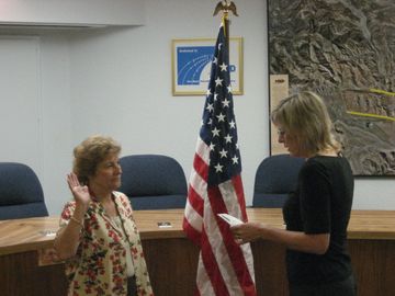 Nancy swearing in at MSWD.