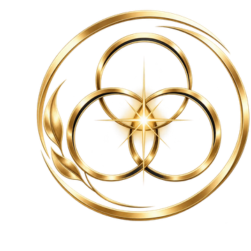 Elegant golden emblem with overlapping circles and a central star.
