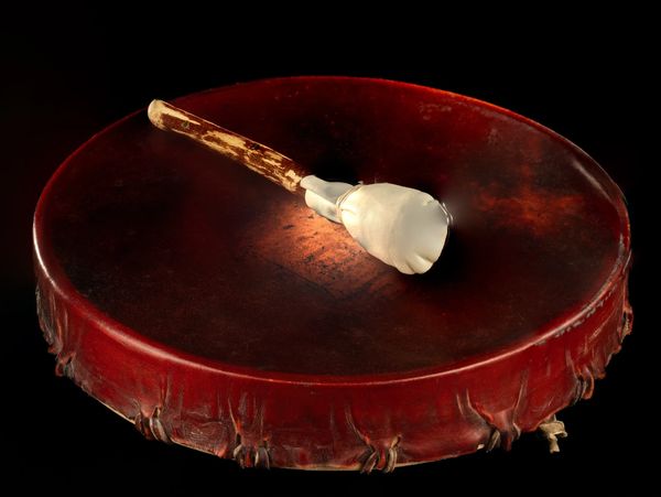 Native American (American Indian) drum made from elk hide.