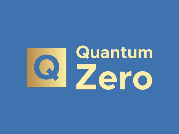 Gold and blue Quantum Zero logo with a stylized 'Q' in a square.