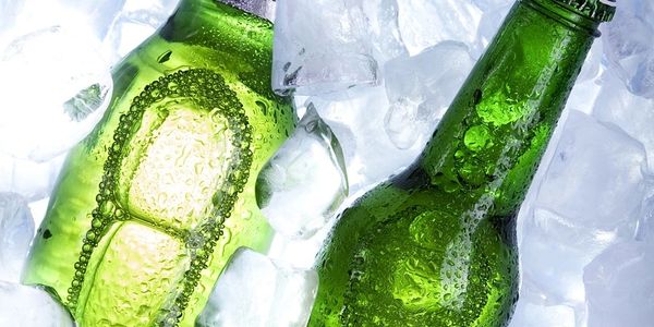 two bottles of non alcohol beer on ice