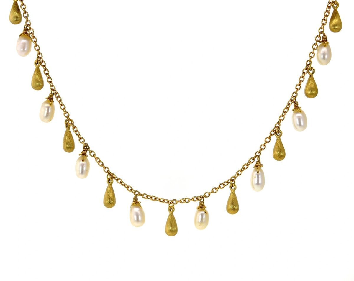 Vintage Italian Pearl & Gold Necklace