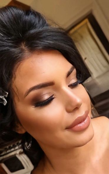 Polished bridal makeup close up at Killochan Castle Ayrshire Scotland
