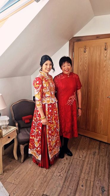 Traditional Chinese red wedding dress | custom bridal makeup and hair | GGs Yard | Laggan | Scotland