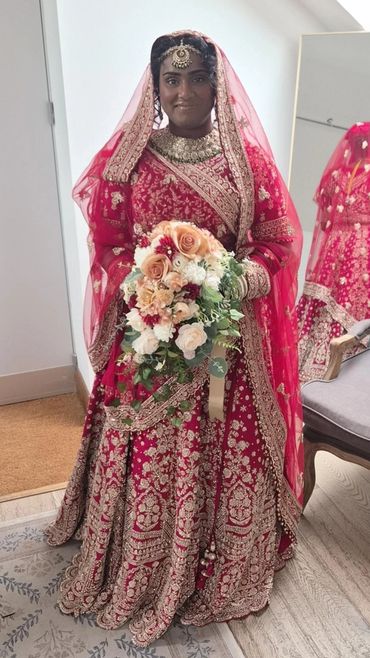 Luxury Indian bridal makeup | hair styling | traditional red lehenga | Sri Lankan bride