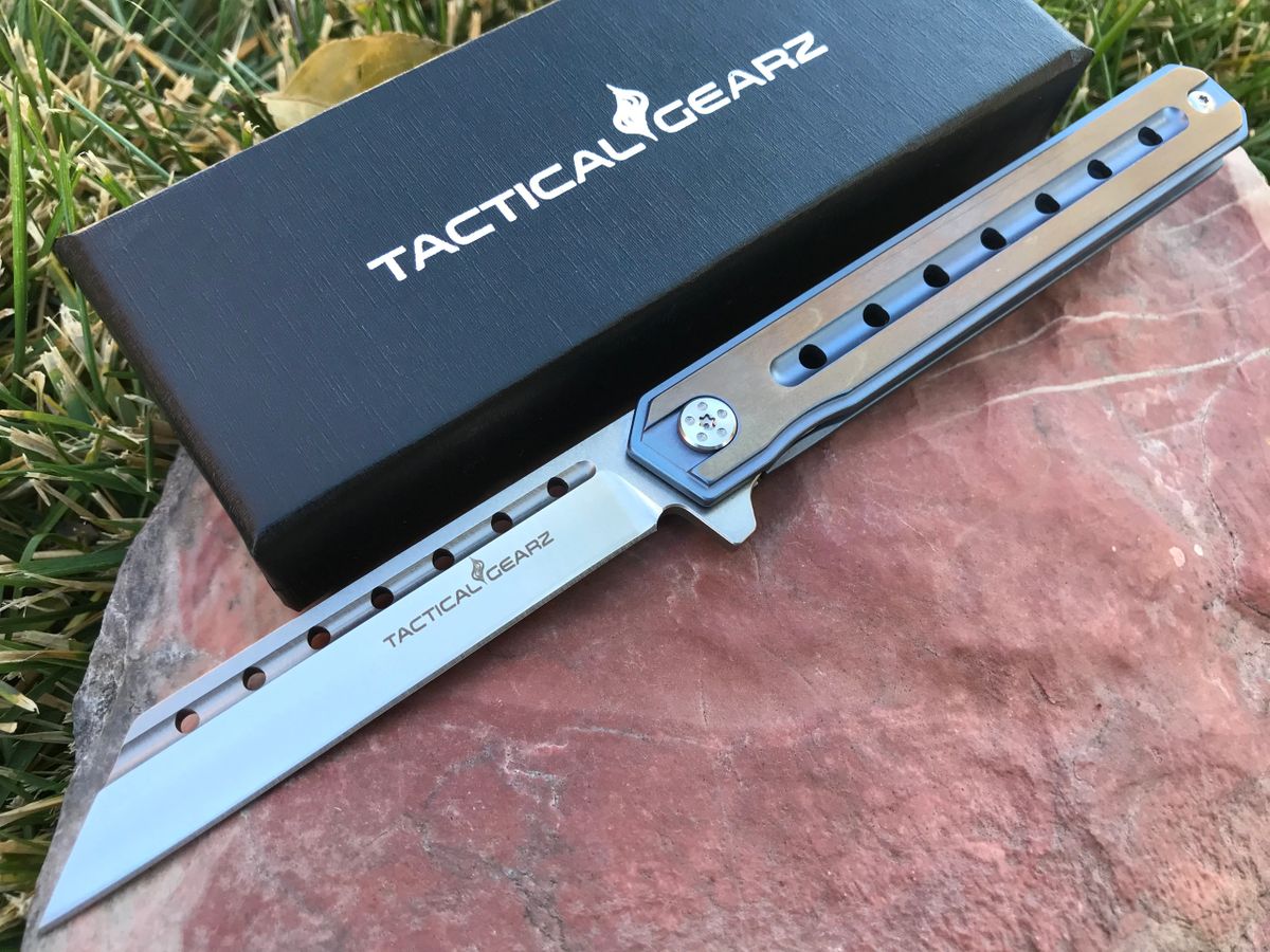Tc4 Titanium Pocket Knife! TG Onyx Blue/Bronze, Tc4 Titanium 