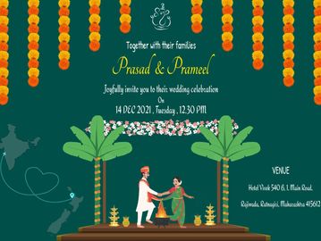 Indian Caricature Wedding Digital Invite With Location Tap Feature