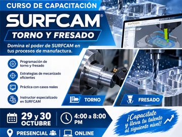 Curso de capacitación Surfcam en torno y fresado, 29 y 30 de octubre.