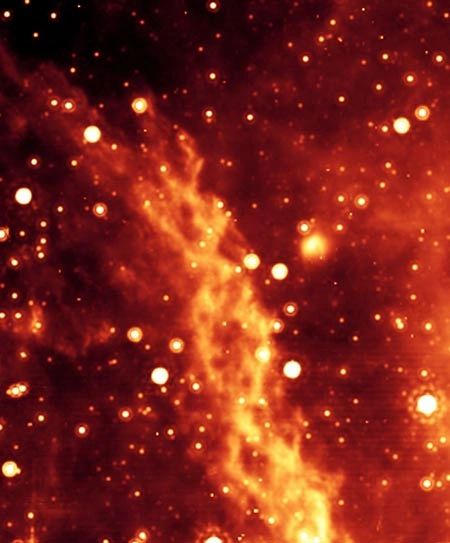 Double Helix Nebula, spots are red giants and red supergiants 
