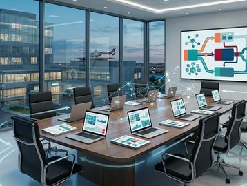 Meeting room insede futuristic hospital