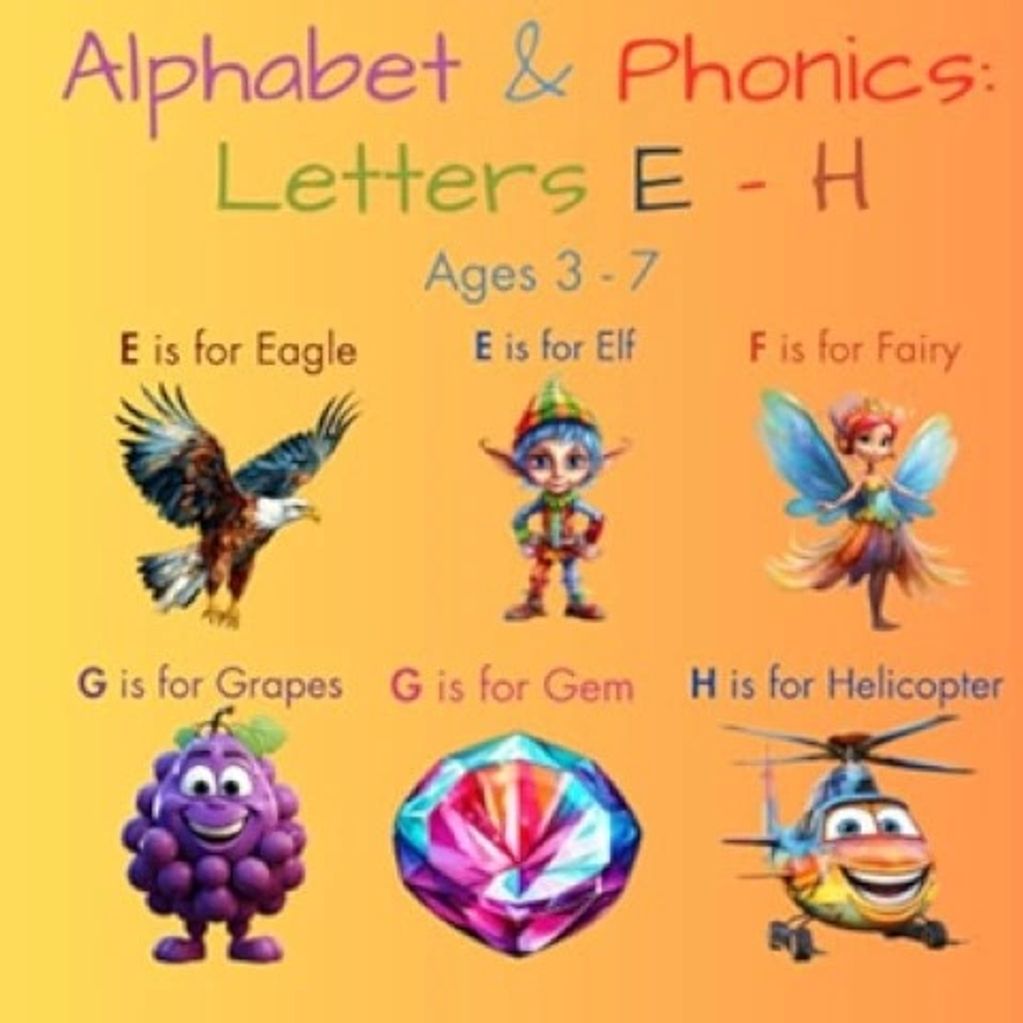 “Children’s phonics book for letters E to H with tracing, letter recognition, and writing practice”