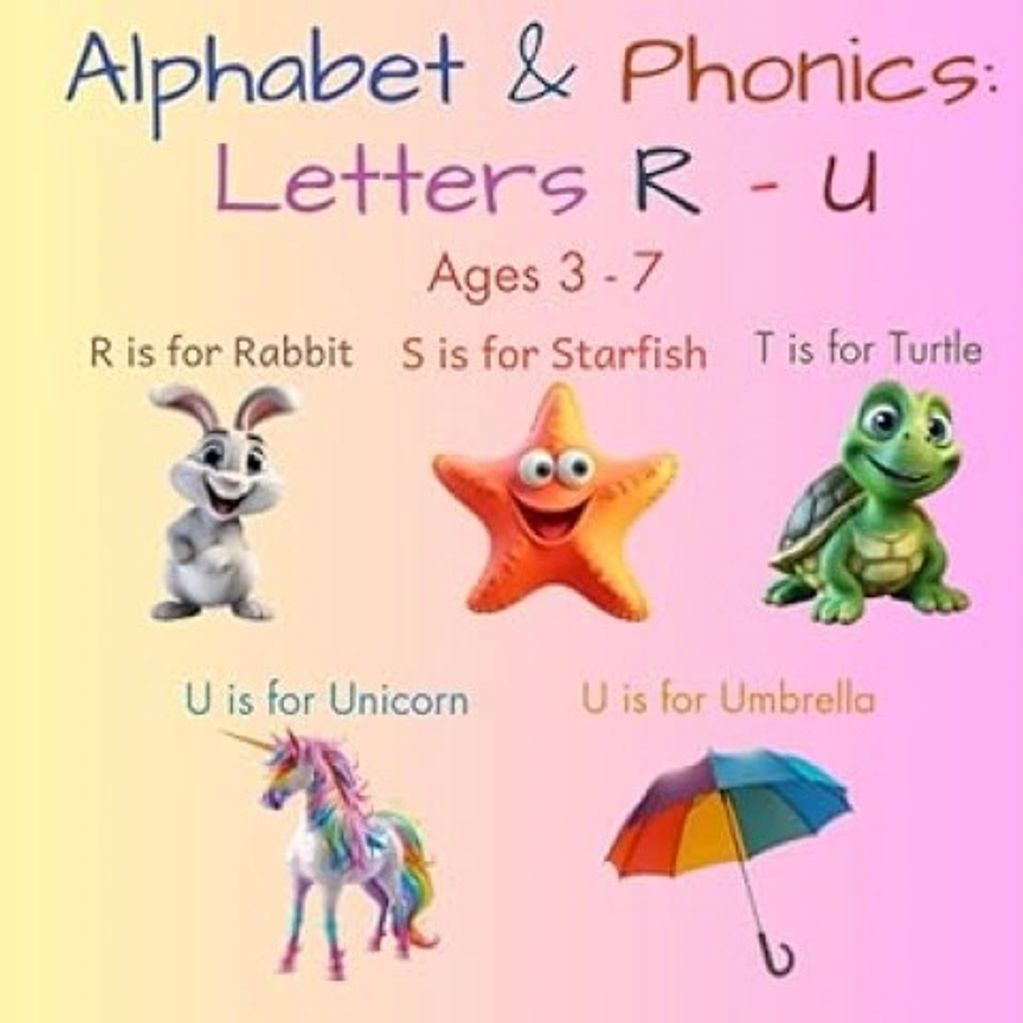 “Children’s phonics book for letters R to U with tracing, letter recognition, and writing practice”