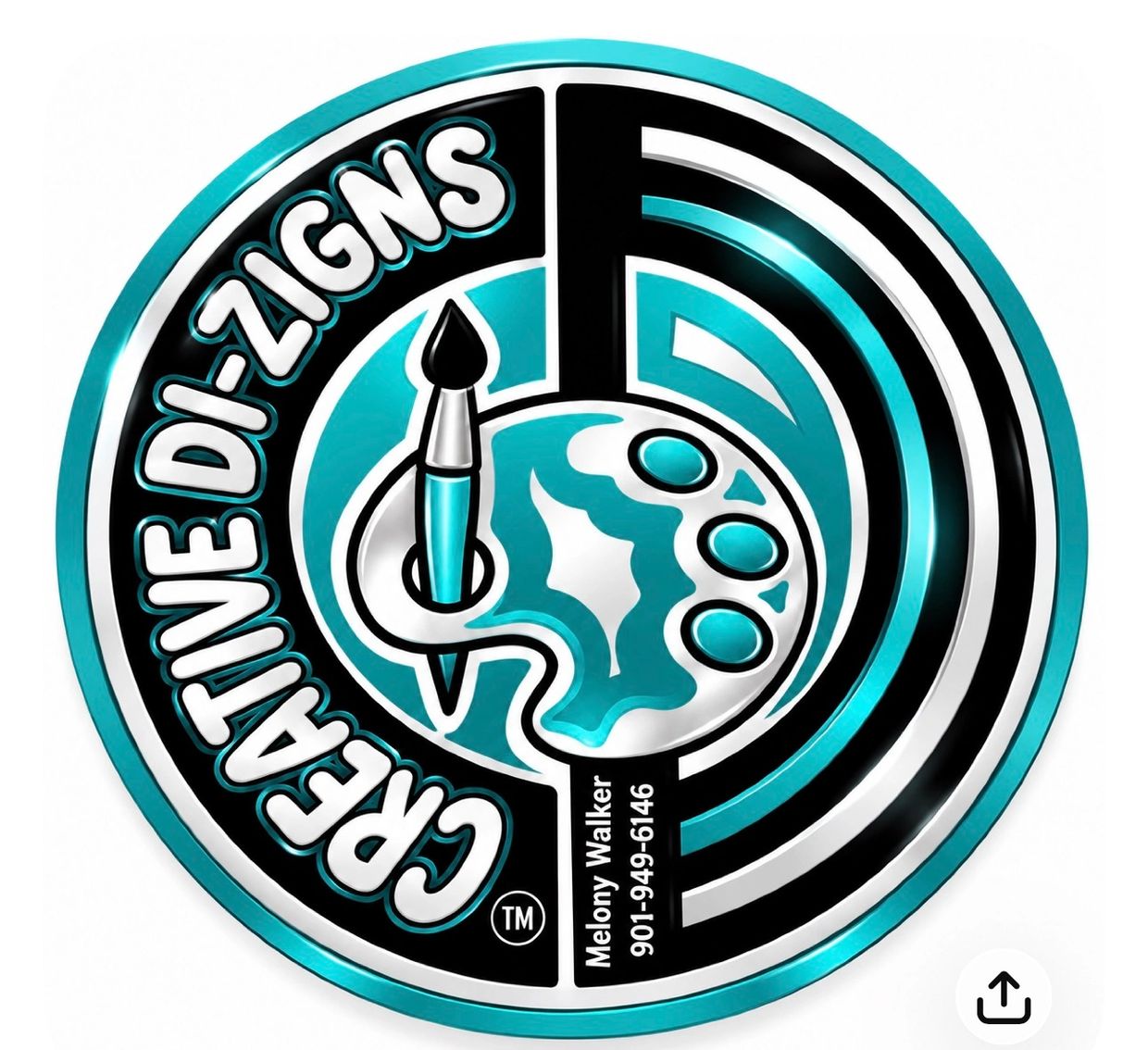 Logo for Creative D1-Zigns with a paintbrush and palette.