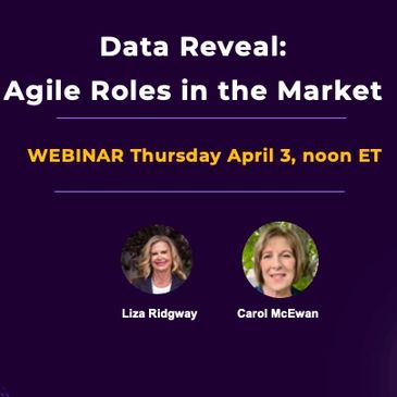 Webinar announcement titled “Data Reveal: Agile Roles in the Market”.