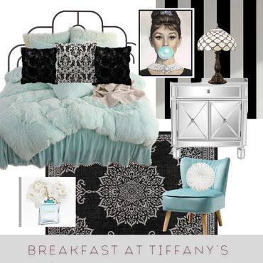 Breaksfast at Tiffanys room; girls bedroom; black and white room; cute girls room; tiffany room