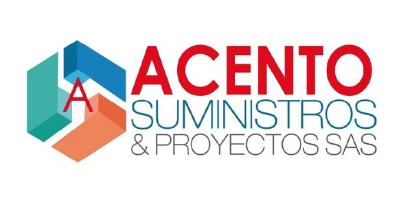 Logo of Acento Suministros &amp; Proyectos SAS with colorful geometric design.