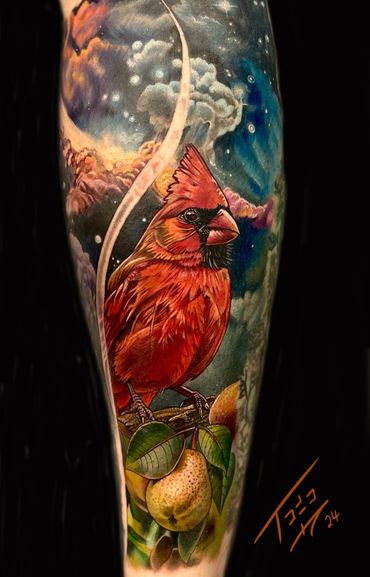 Cardinal Tattoo by Todo, Velvet Crown Tattoo