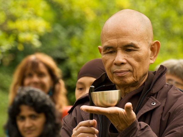 Zen Master Thich Nhat Hanh with mindfulness bell