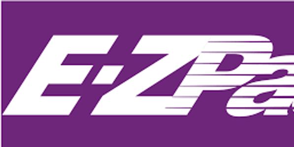 E-ZPass logo with white text on a purple background.