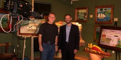 Bill on set with TV Host, Neal Gabler