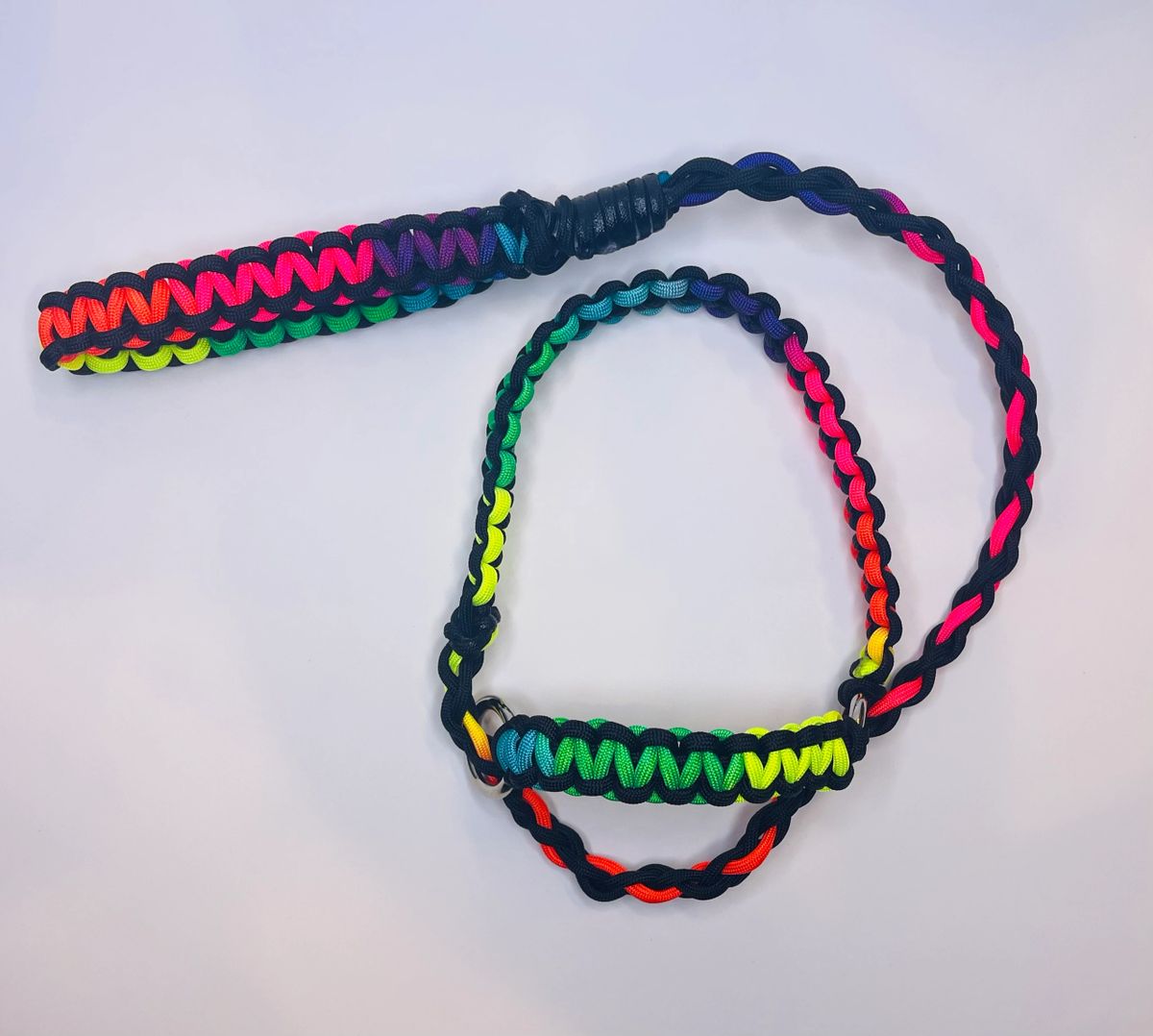 Black Rainbow -Paracord Miniature Goat Slip Halter with Lead