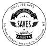 Round logo of Hebert Insurance agency with the slogan Insurance Saves Your Assets and graphics