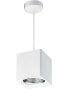 Minimalist white cube pendant ceiling light.