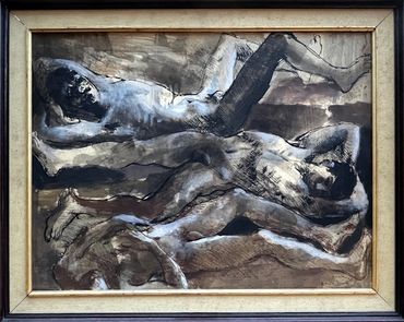 studies of the nude male by Donald Friend, circa 1980 in ink, wash and gouache