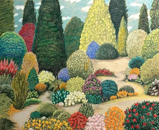 Jude Rose, Morning Serenade, 2025, watercolour pencil on Birchwood panel, 50 x 60cm