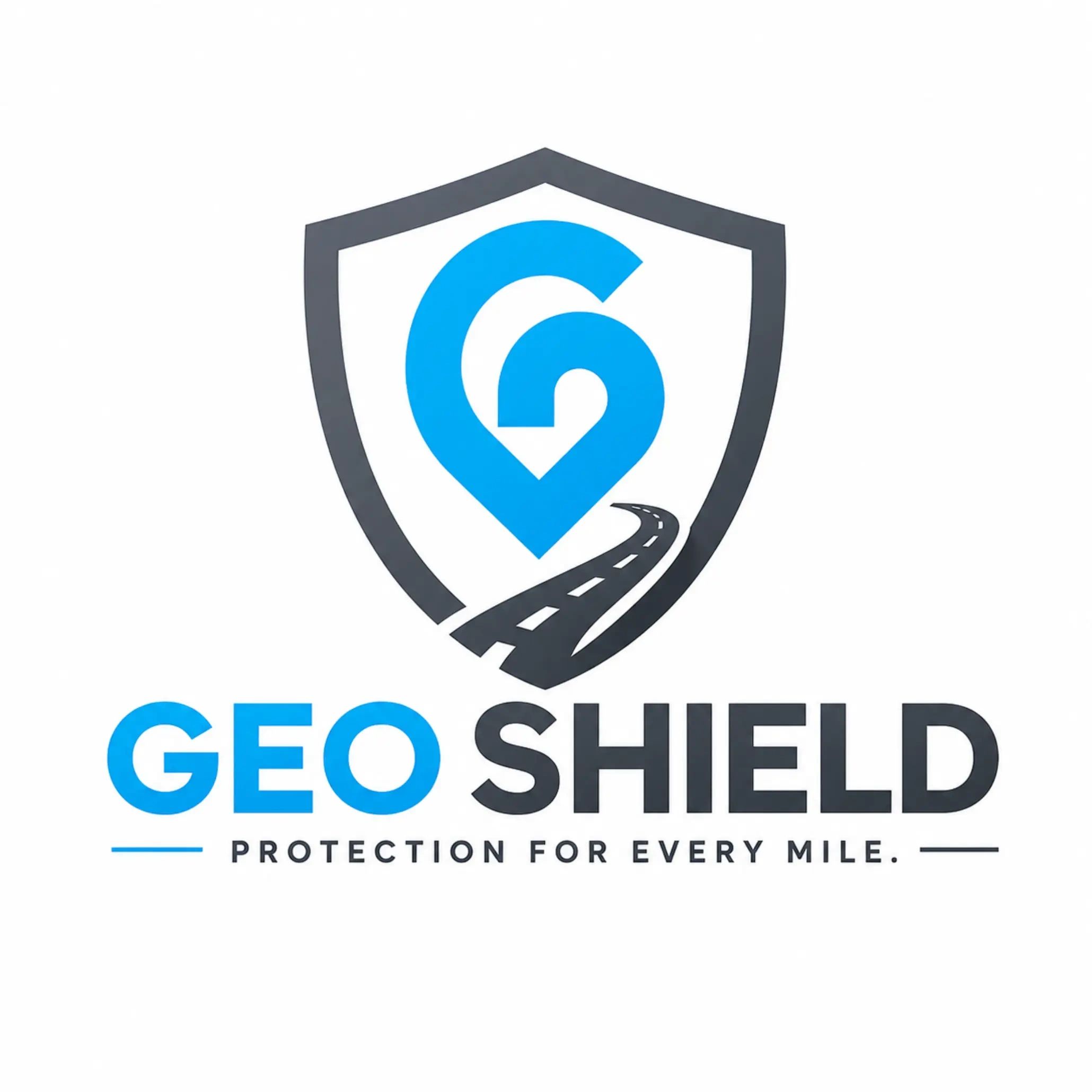 Logo of GEO SHIELD with a shield, map pin, and road design.