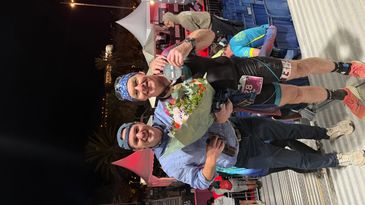 Leslie and Craig @ finish line of Barcelona Ironman