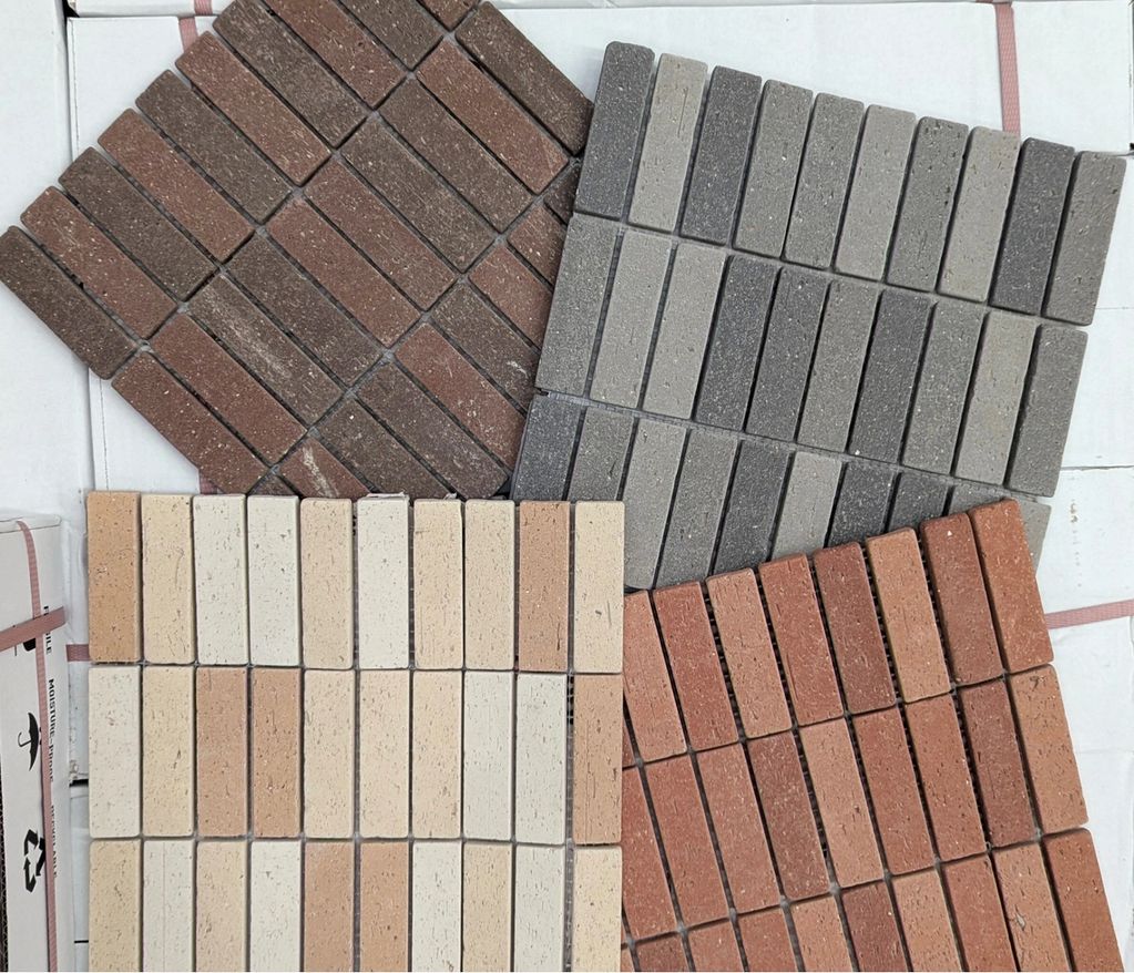 Various colors of rectangular bricks arranged in groups.